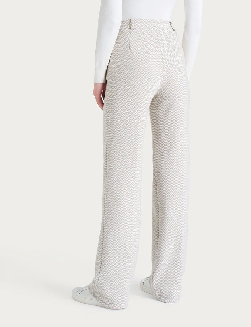 Pantalone ampio con fantasia a spina di pesce in Eco- Jacquard RAGNO