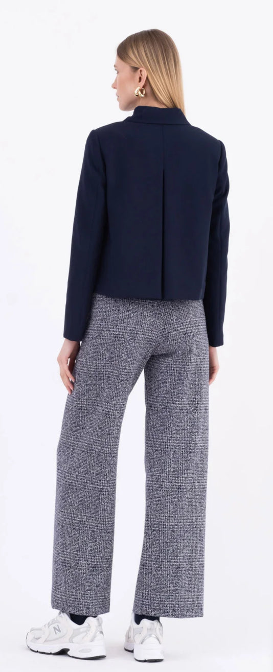 PANTALONE IN VISCOSA STRETCH PIED DE POULE BLU PADOVA TX Vicario Cinque