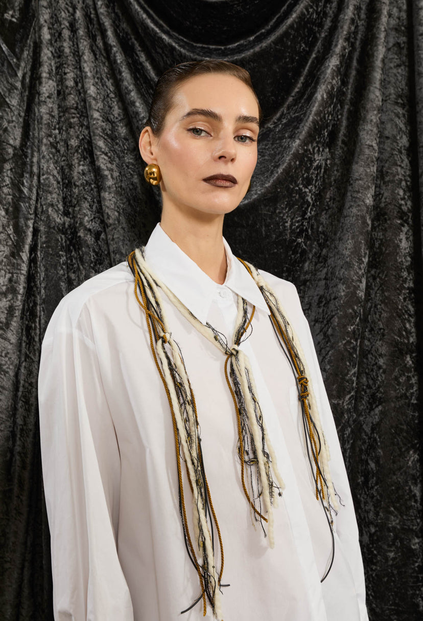 Camicia in popeline di cotone con collana inclusa Souvenir