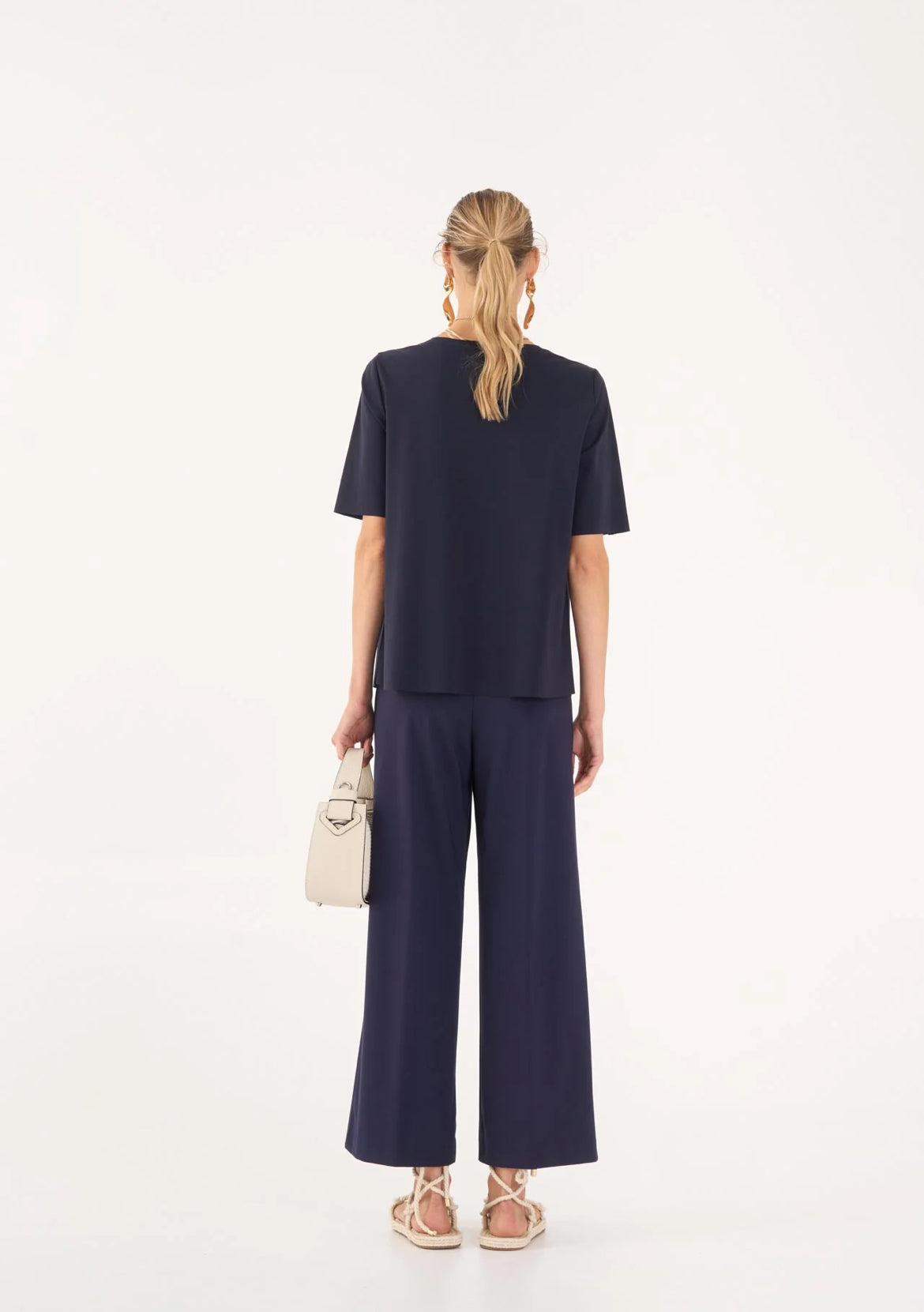 T-shirt cropped in punto Milano stretch Terenzia Vicario cinque