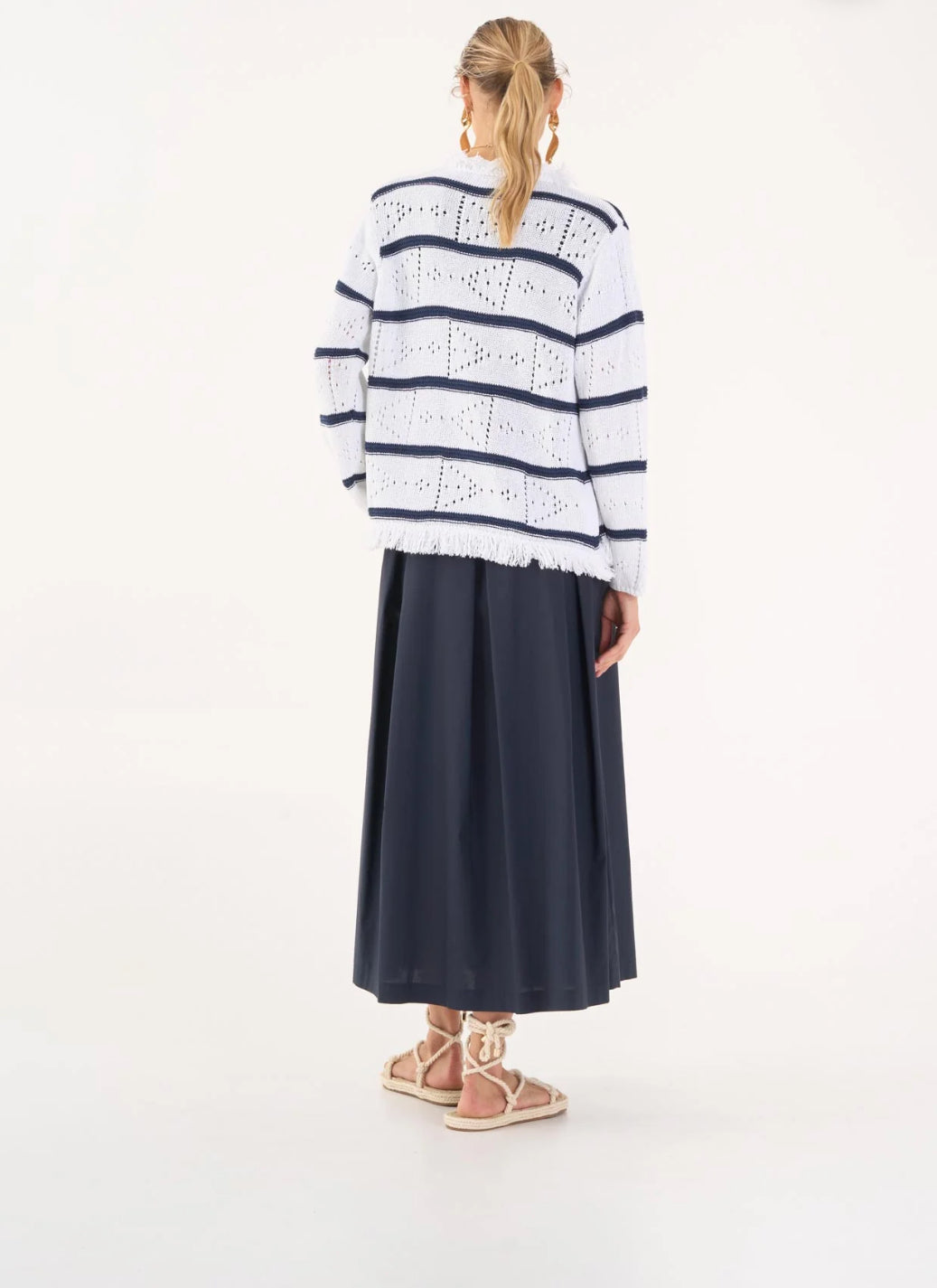 Giacchino chanel in filato di cotone fantasia a righe, Mentuccia Vicario Cinque