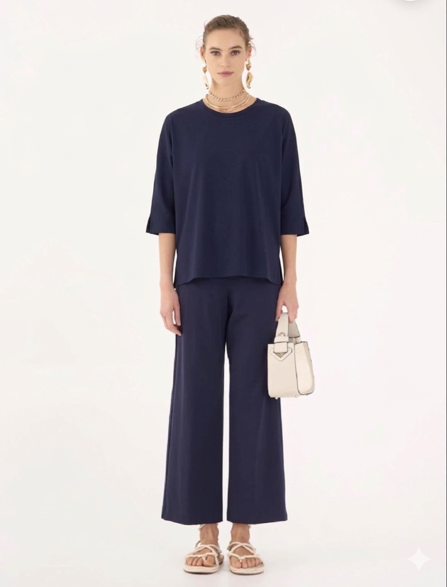 T-shirt cropped in punto Milano stretch Tillia Vicario cinque