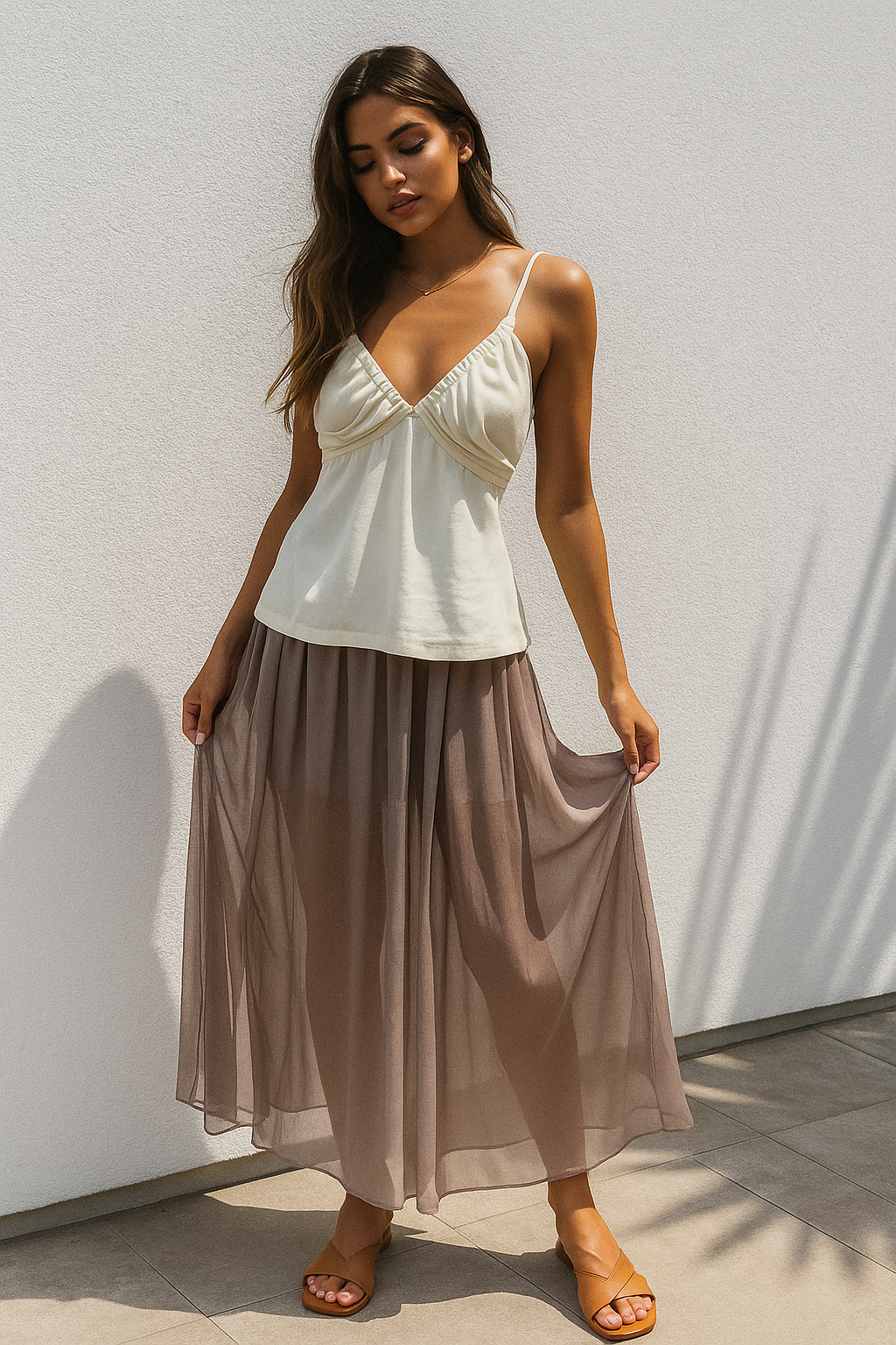 Gonna ampia in chiffon Alysi