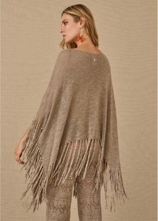 Maglia poncho con frange Souvenir