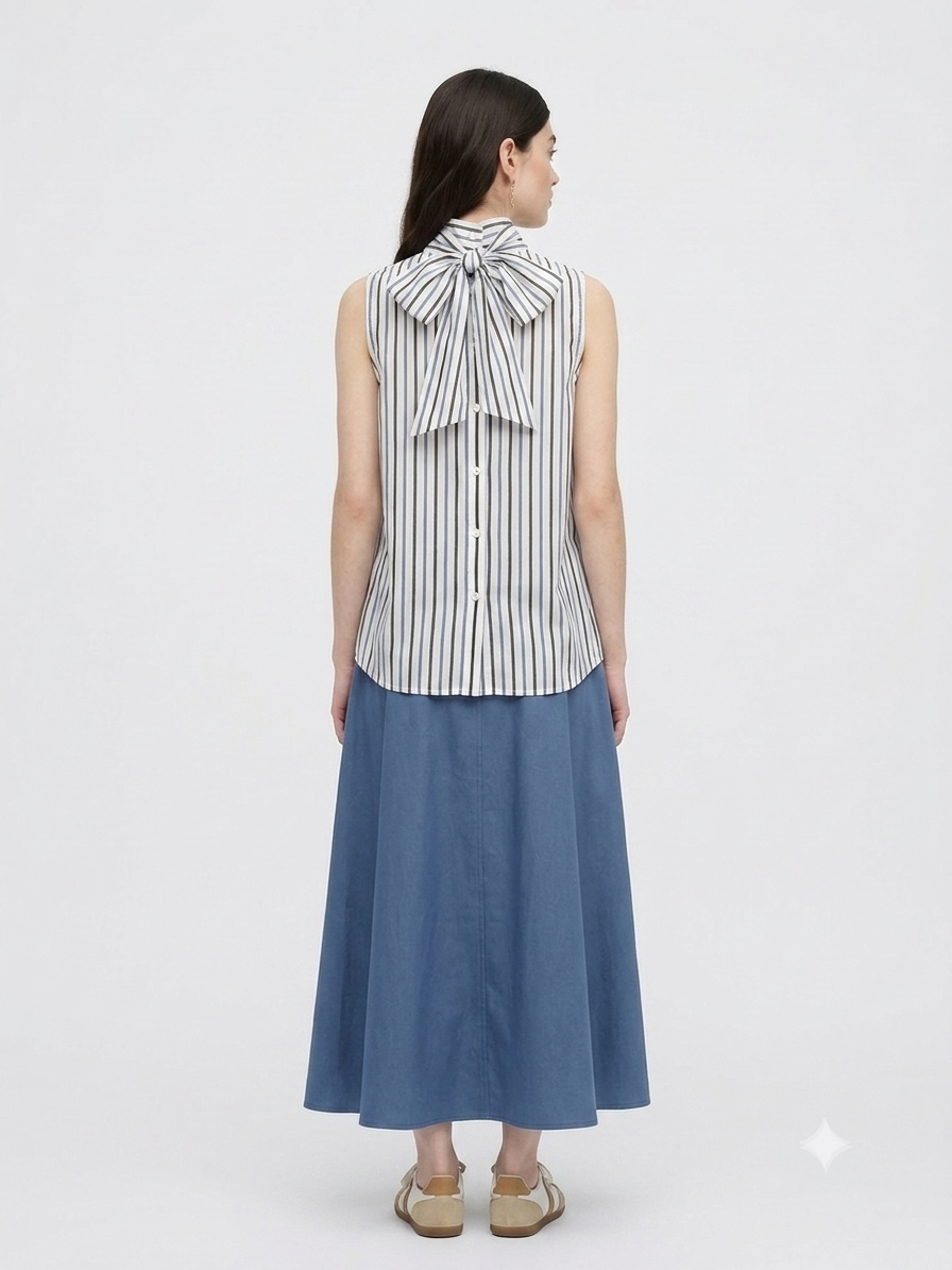Top a righe in mussola di cotone Semicouture