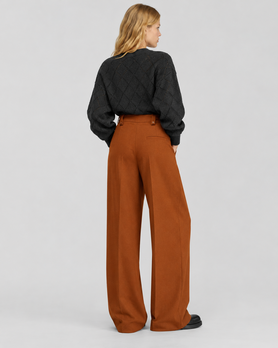 Pantalone Palazzo con Pinces e Vita Regolabile Semicouture