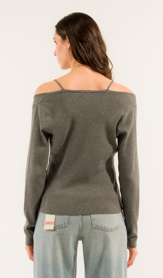 Maglia pizzo e bottoni Kontatto