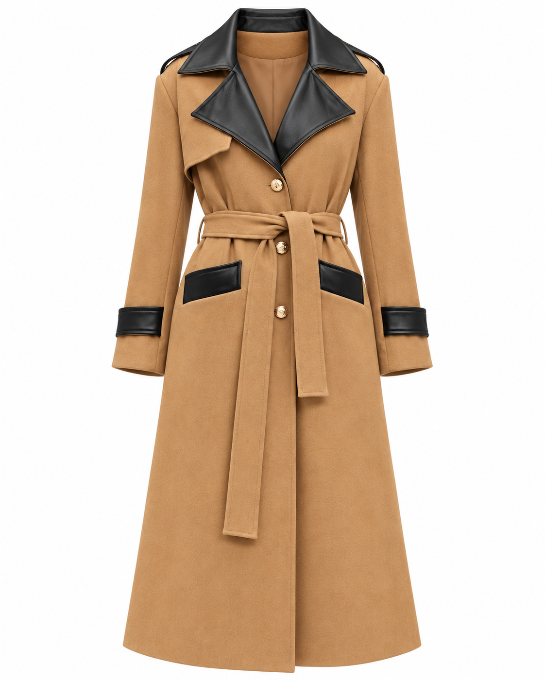 Trench bimaterico con dettagli in ecopelle Koralline