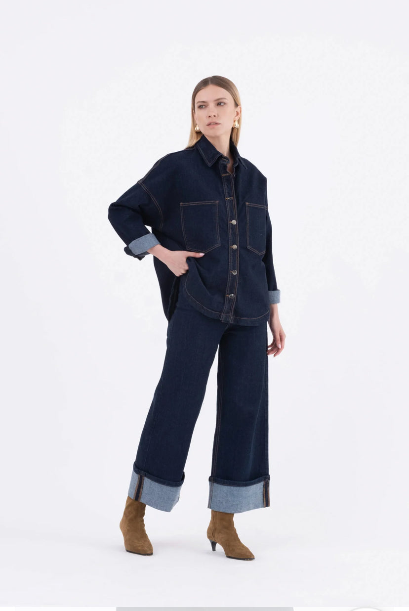 GIACCA CAMICIA OVER IN BLU DENIM CON TASCHE RUANDA Vicario Cinque