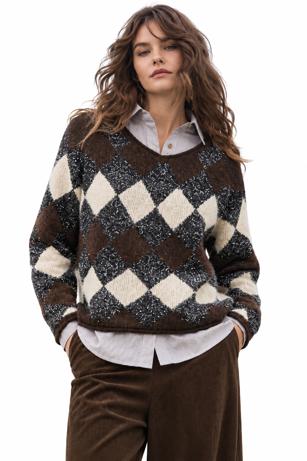 Maglia Girocollo a Rombi con Lurex Mark Up