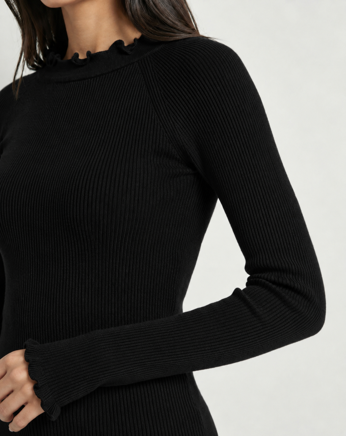 Maglia a Costine con Collo Smerlato Met