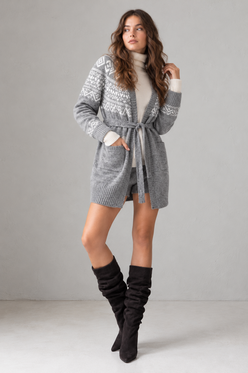 Cardigan Jacquard con cintura in vita Mark Up
