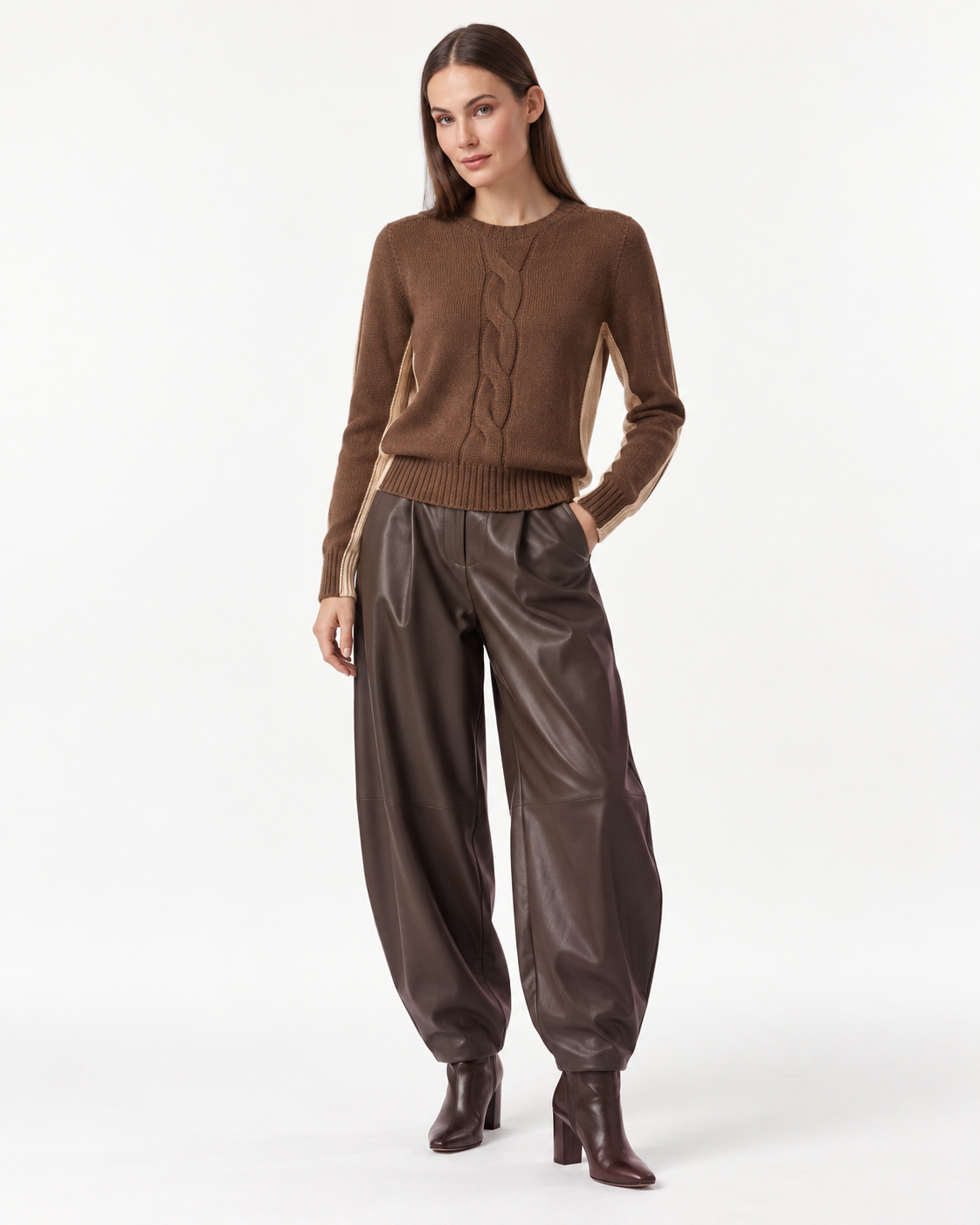 Maglia Girocollo con Treccia in Cashmere Mark Up