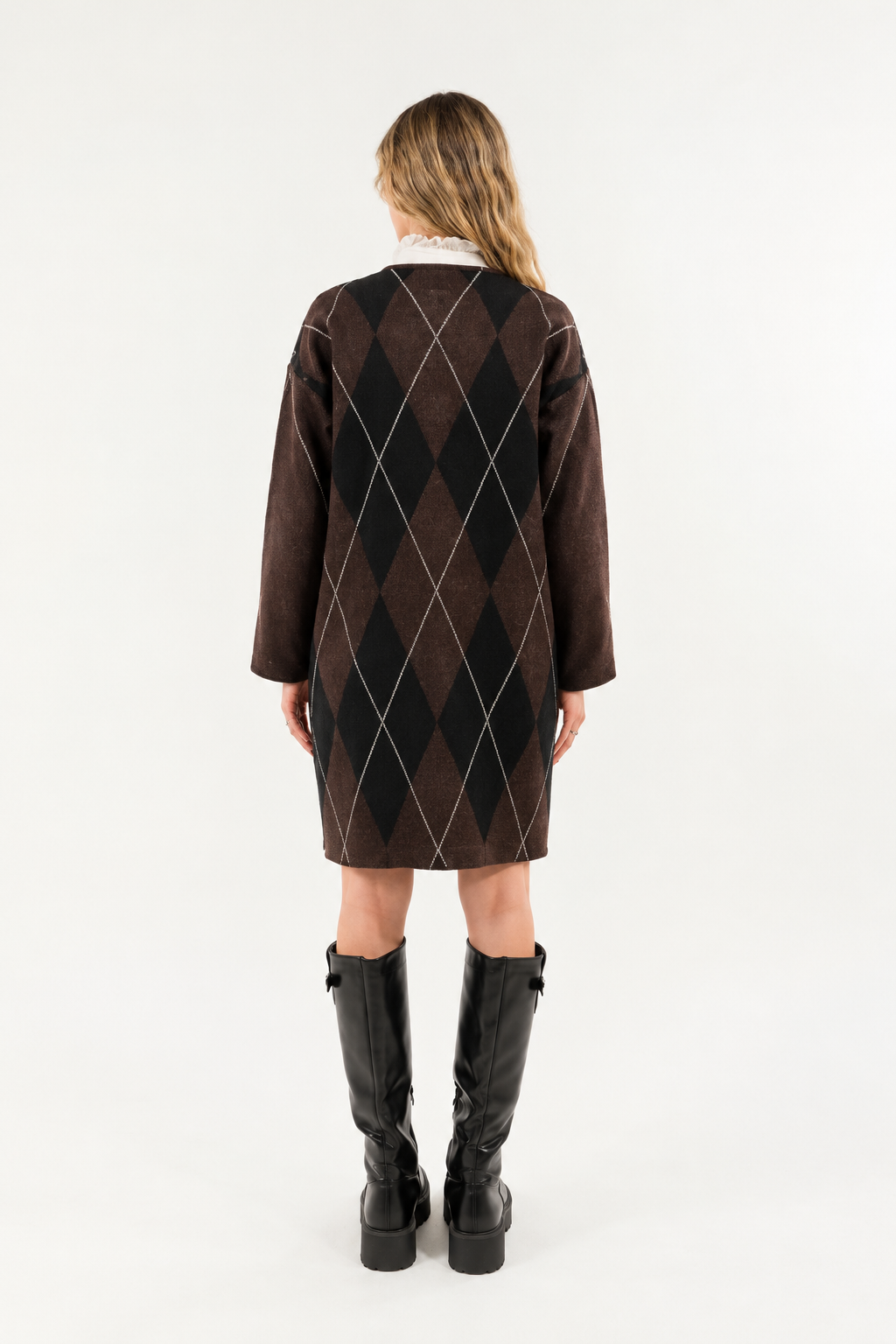 Cappotto in maglia con fantasia a rombi Kontatto